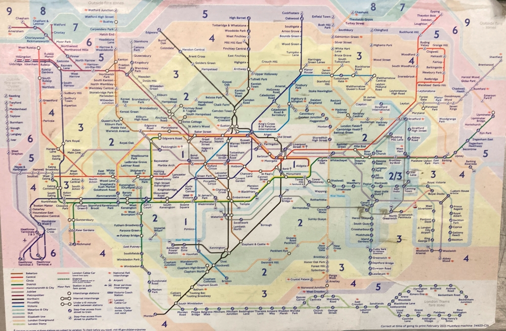 ロンドン地下鉄の路線図