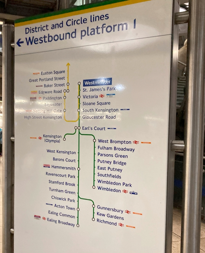 ロンドン地下鉄の路線案内板