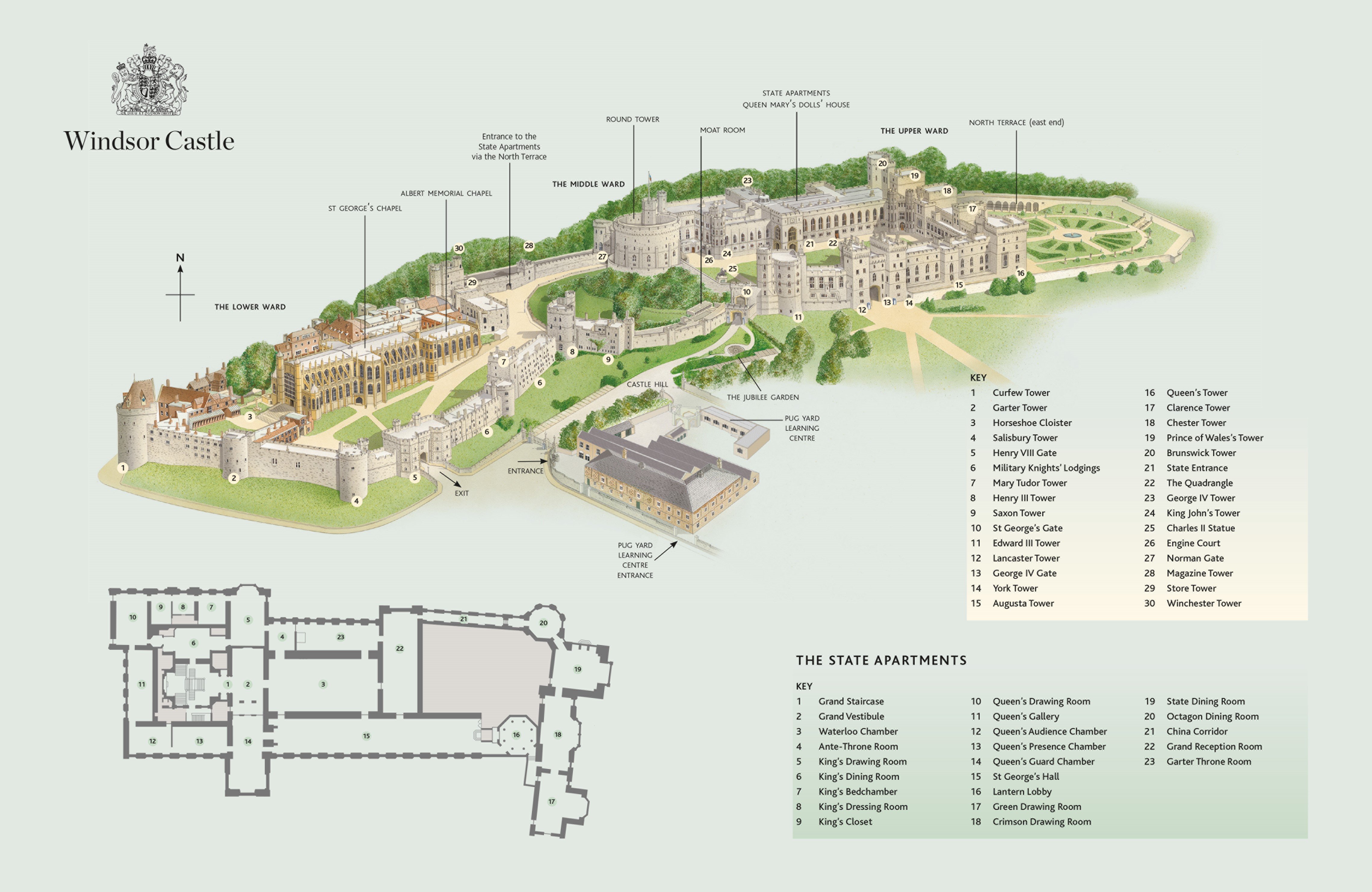 ウィンザー城の見学マップ