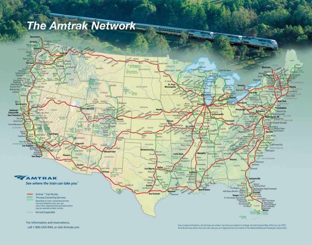 アムトラックの路線図