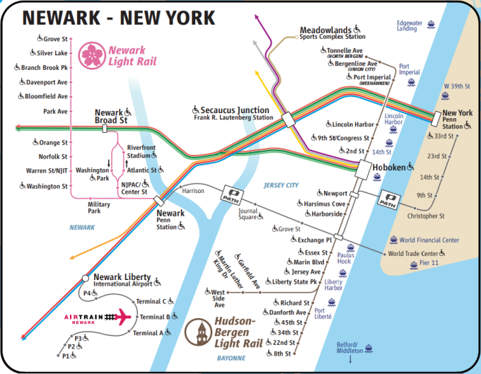 NJ Light Railの路線図